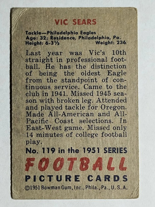 1951 Bowman #119 Vic Sears (VG)