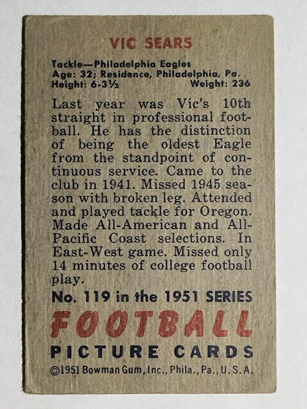 1951 Bowman #119 Vic Sears (VGEX)