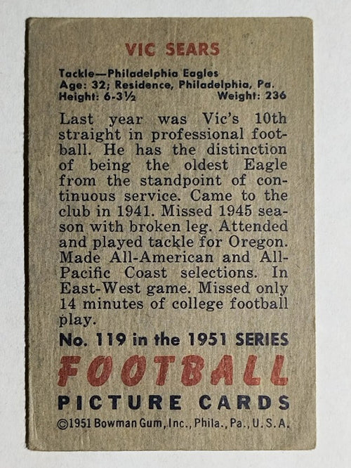 1951 Bowman #119 Vic Sears (VGEX)