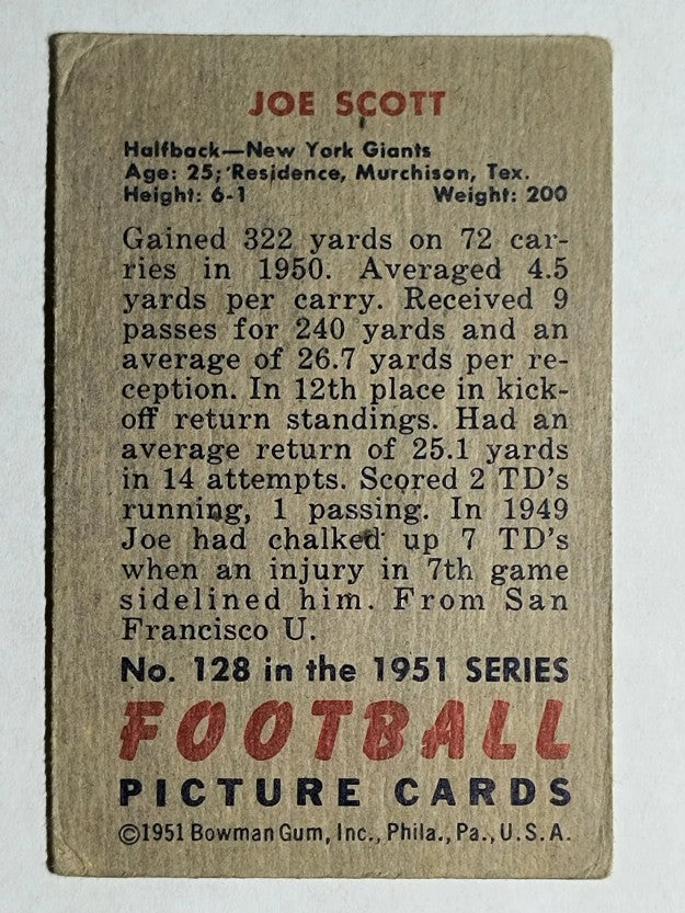 1951 Bowman #128 Joe Scott (VG)