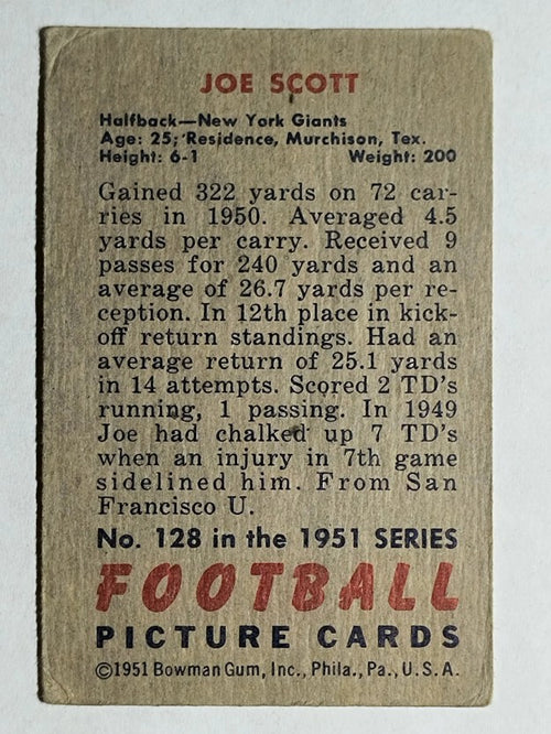 1951 Bowman #128 Joe Scott (VG)