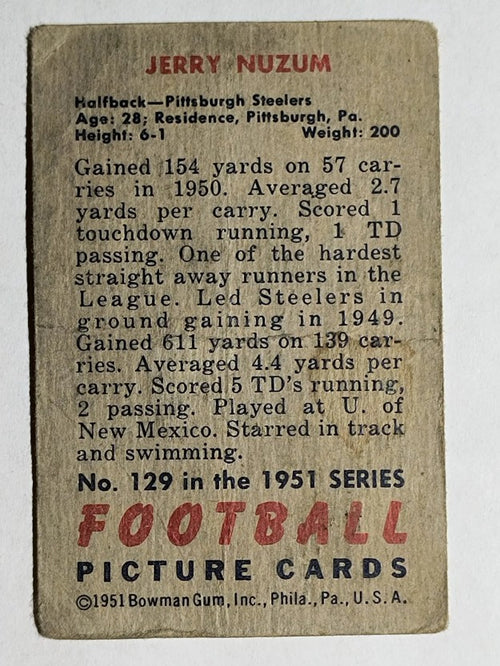 1951 Bowman #129 Jerry Nuzum (POOR)