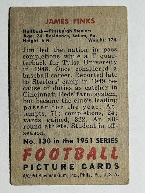 1951 Bowman #130 Jim Finks (VGEX)