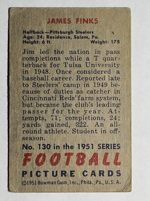 1951 Bowman #130 Jim Finks (VGEX)