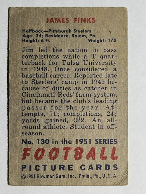 1951 Bowman #130 Jim Finks (VGEX)