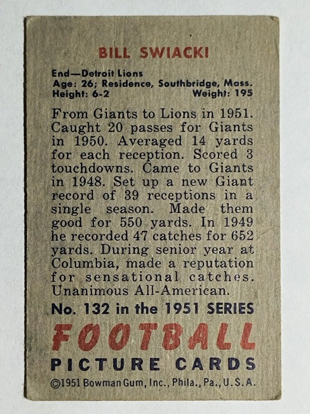 1951 Bowman #132 Bill Swiacki (VG)