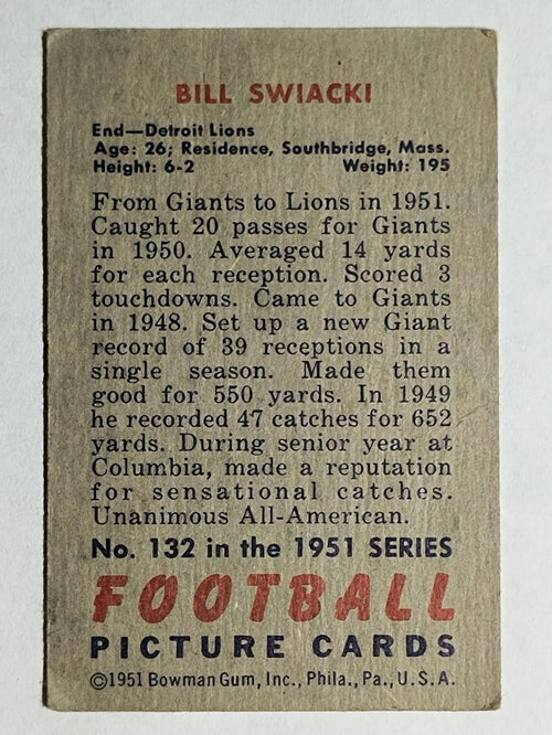 1951 Bowman #132 Bill Swiacki (VG)