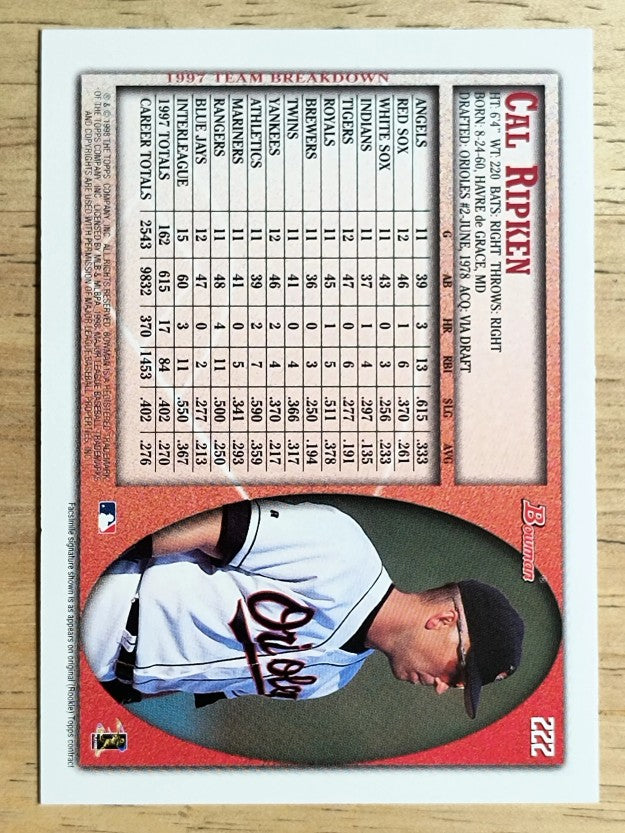1998 Bowman #222 Cal Ripken