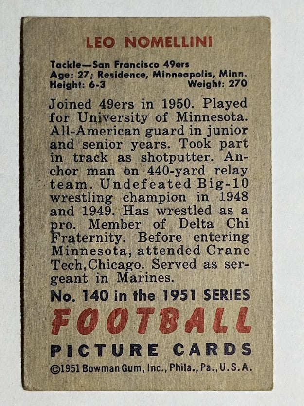 1951 Bowman #140 Leo Nomellini (VGEX)