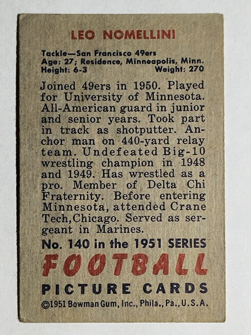 1951 Bowman #140 Leo Nomellini (VGEX)