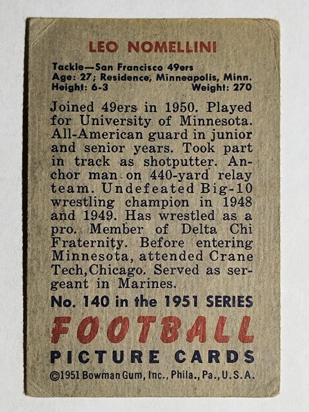 1951 Bowman #140 Leo Nomellini (GOOD)