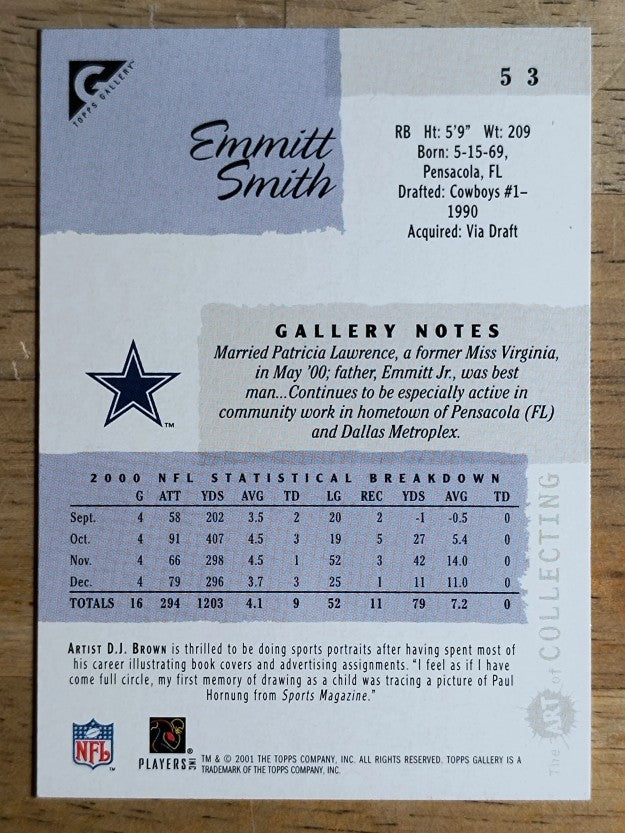 2001 Topps Gallery #53 Emmitt Smith