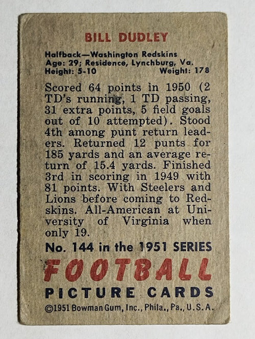 1951 Bowman #144 Bill Dudley (GOOD)