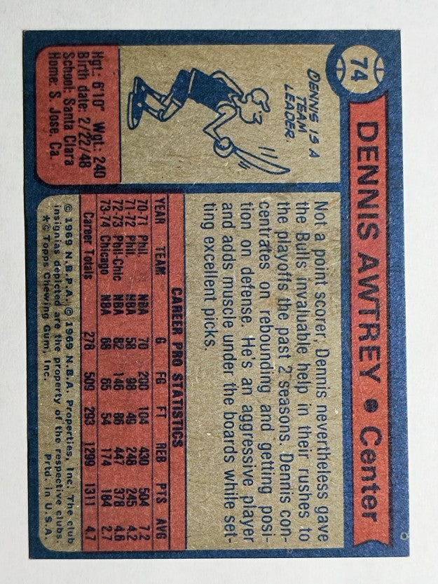 1974-75 Topps #74 Dennis Awtrey (EX)