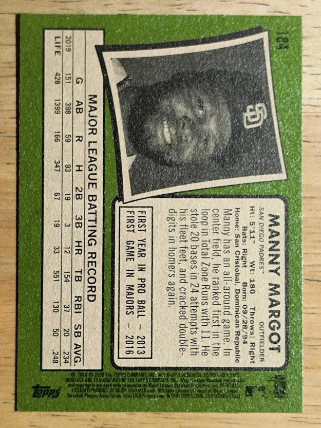 2020 Topps Heritage #184 Manny Margot