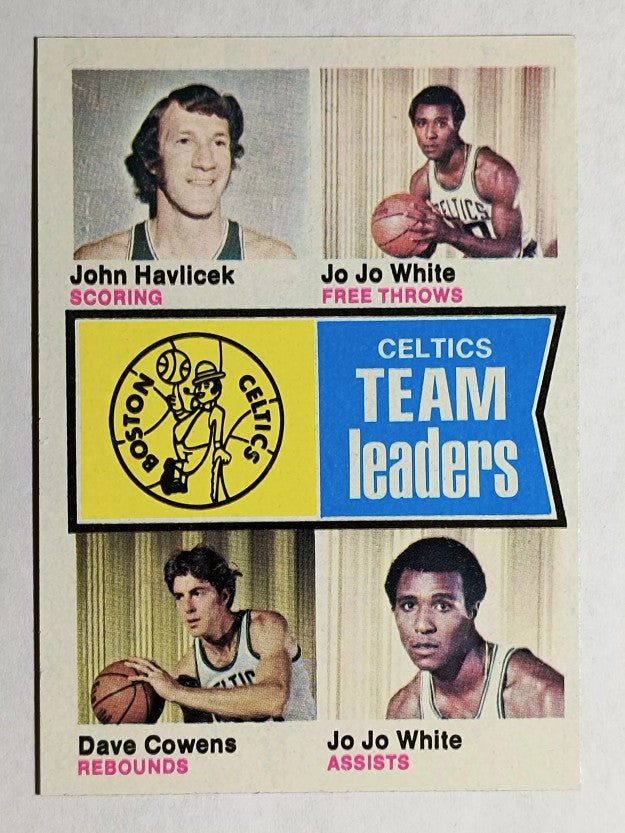 1974-75 Topps #82 John Havlicek/JoJo White/Dave Cowens TL (NM)