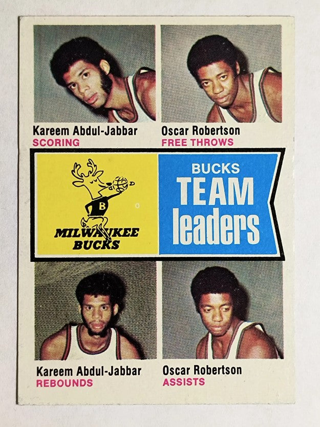 1974-75 Topps #91 Kareem Abdul-Jabbar/Oscar Robertson TL (NM)