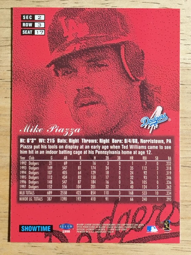 1998 Flair Showcase Row 3 #17 Mike Piazza
