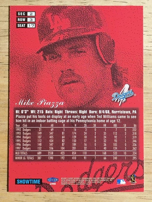 1998 Flair Showcase Row 3 #17 Mike Piazza