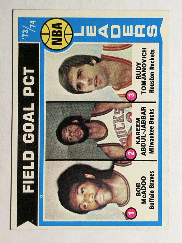 1974-75 Topps #146 Bob McAdoo/Kareem Abdul-Jabbar/Rudy Tomjanovich LL (NMMT)