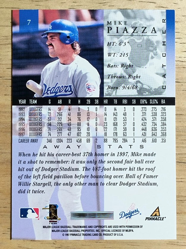 1998 Pinnacle Away Statistics Back #7 Mike Piazza