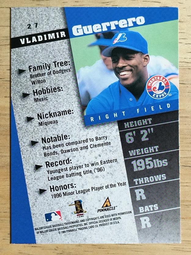 1998 Pinnacle Inside #27 Vladimir Guerrero