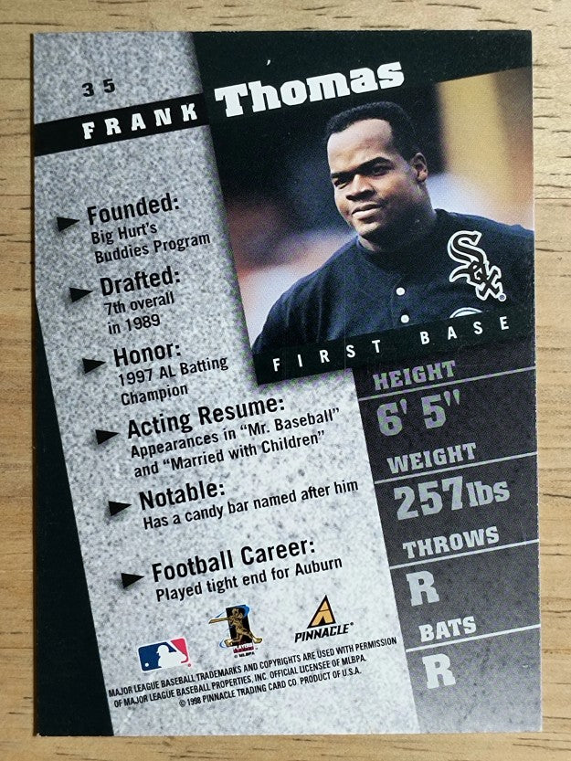 1998 Pinnacle Inside #35 Frank Thomas