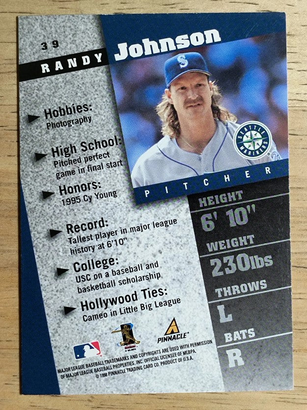 1998 Pinnacle Inside #39 Randy Johnson