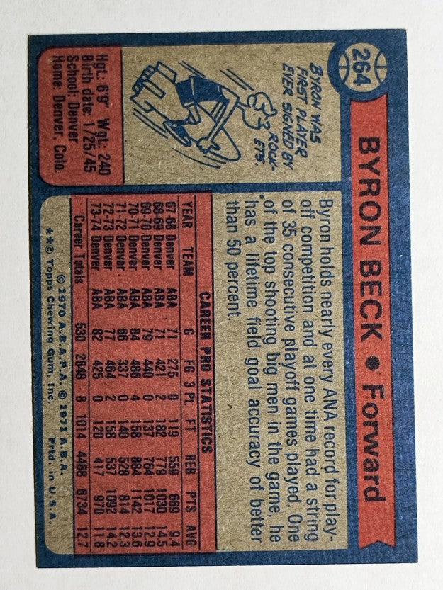 1974-75 Topps #264 Byron Beck (NMMT)