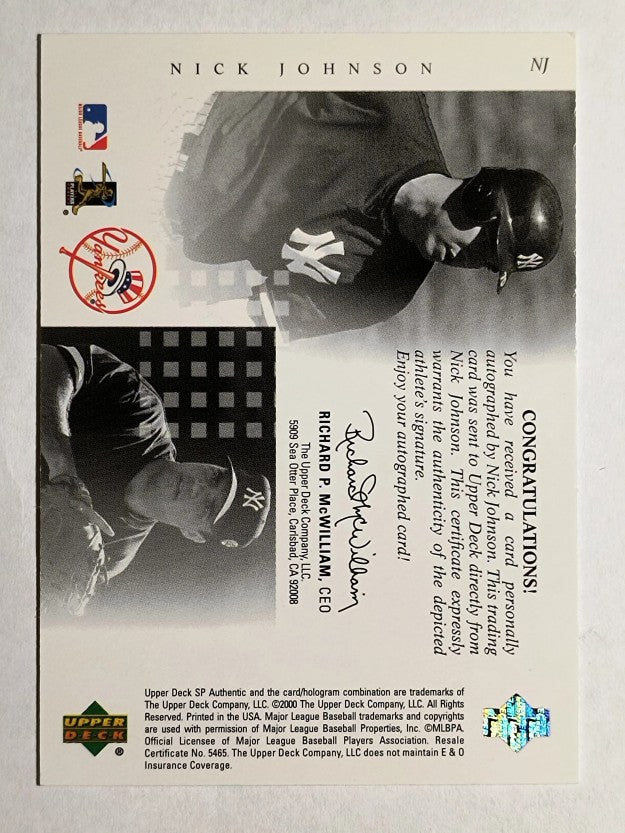 2000 SP Authentic Chirography #NJ Nick Johnson