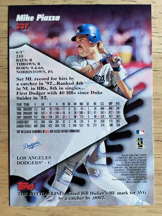 1998 Stadium Club #337 Mike Piazza