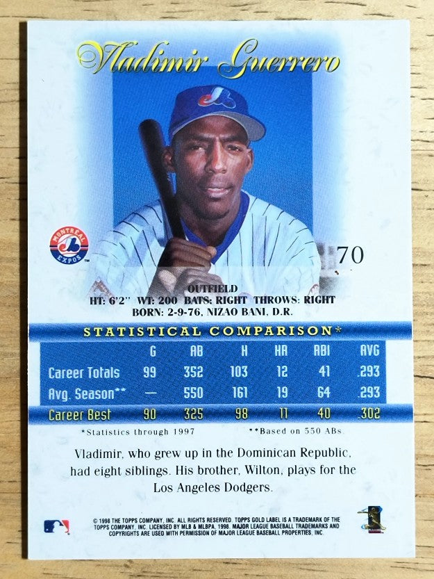 1998 Topps Gold Label Class 1 #70 Vladimir Guerrero