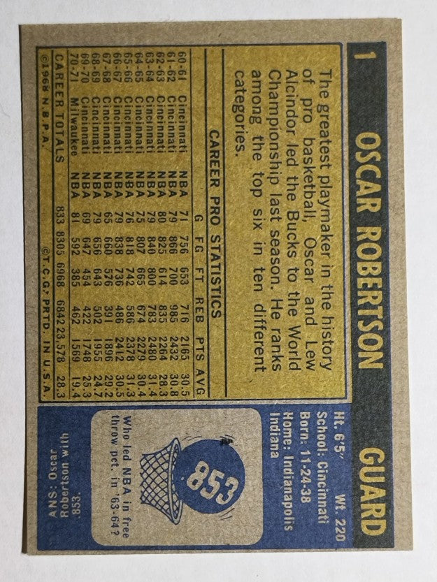 1971-72 Topps #1 Oscar Robertson (EXMT)