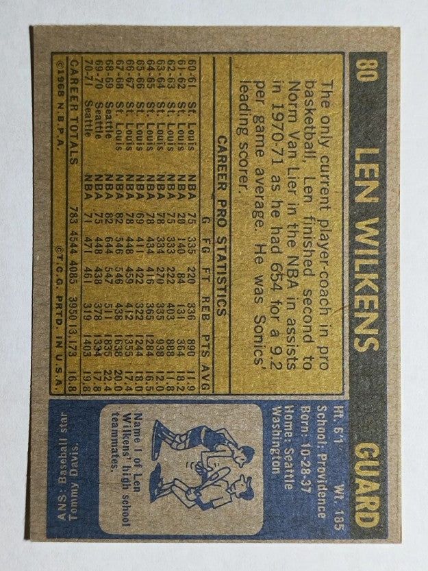 1971-72 Topps #80 Len Wilkens (NM)