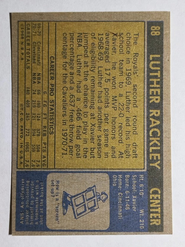 1971-72 Topps #88 Luther Rackley (NM)