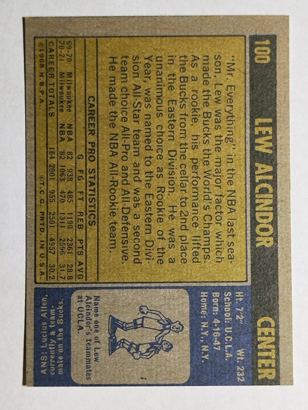 1971-72 Topps #100 Lew Alcindor (EXMT)