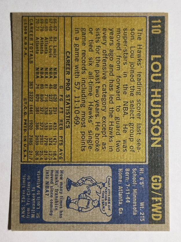 1971-72 Topps #110 Lou Hudson (EXMT)