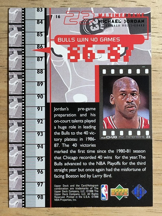 1998 Upper Deck Michael Jordan Living Legend #16 Michael Jordan TF 1988-89