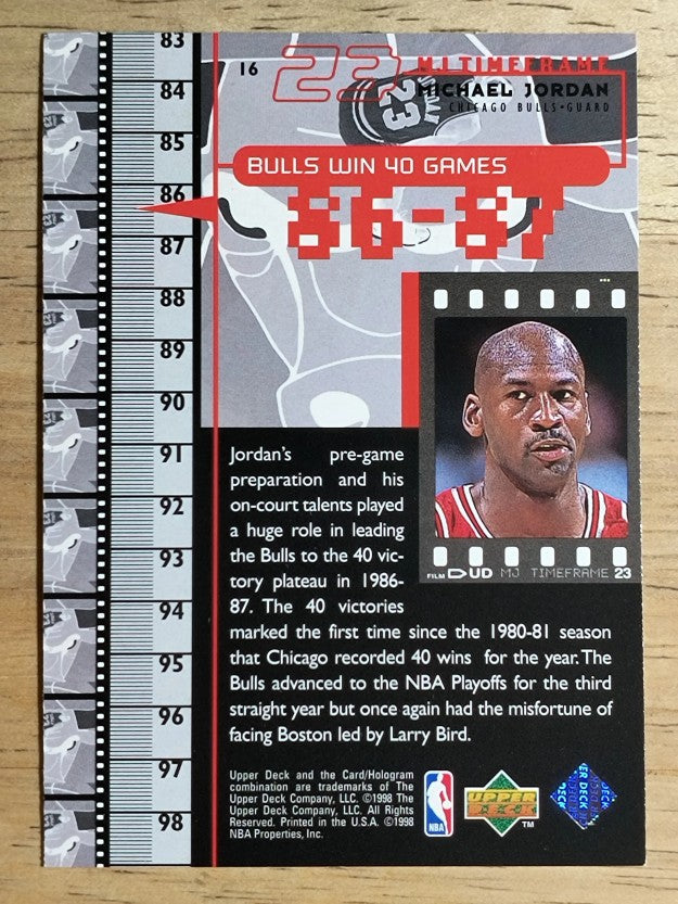 1998 Upper Deck Michael Jordan Living Legend #16 Michael Jordan TF 1988-89
