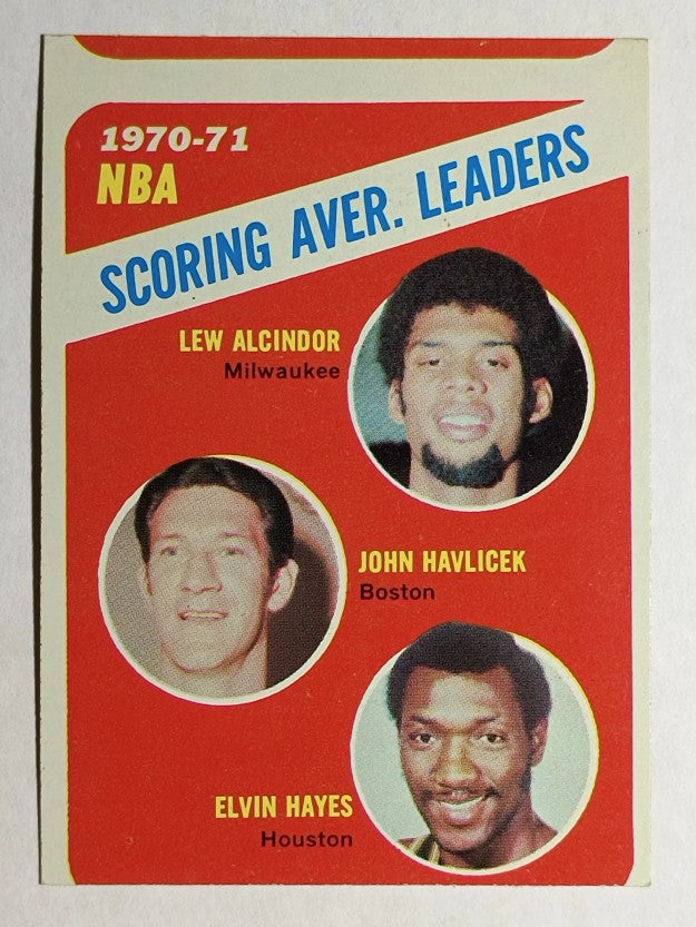 1971-72 Topps #139 Lew Alcindor/John Havlicek/Elvin Hayes LL (VGEX)