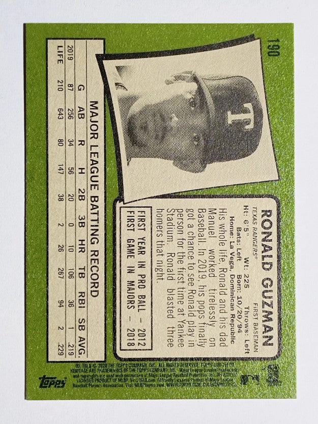 2020 Topps Heritage #190 Ronald Guzman
