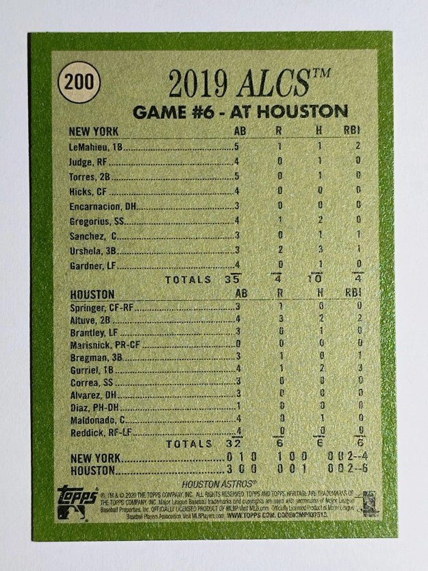 2020 Topps Heritage #200 Jose Altuve PO HL