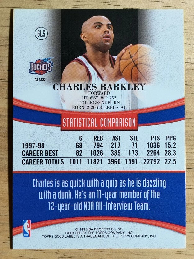 1998-99 Topps Gold Label #GL5 Charles Barkley