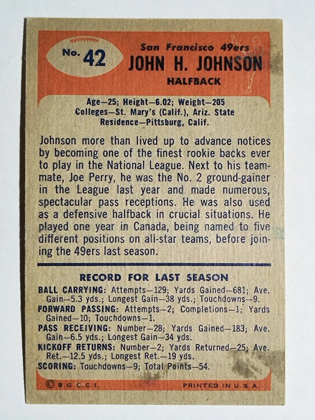 1955 Bowman #42 John Henry Johnson RC (EX)