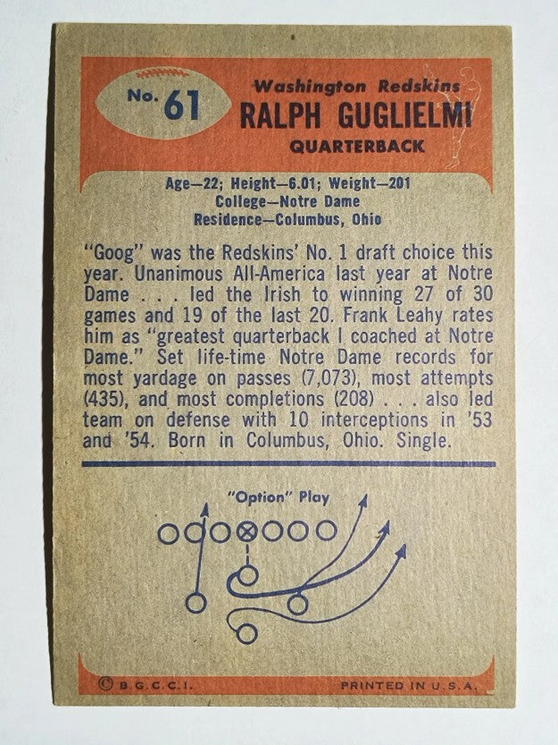 1955 Bowman #61 Ralph Guglielmi RC (EXMT)