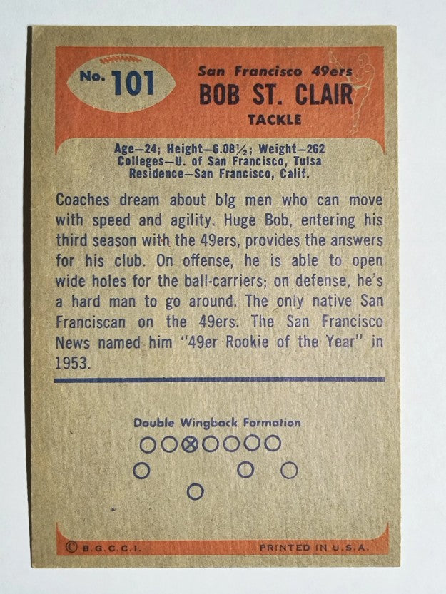 1955 Bowman #101 Bob St.Clair RC (EXMT)