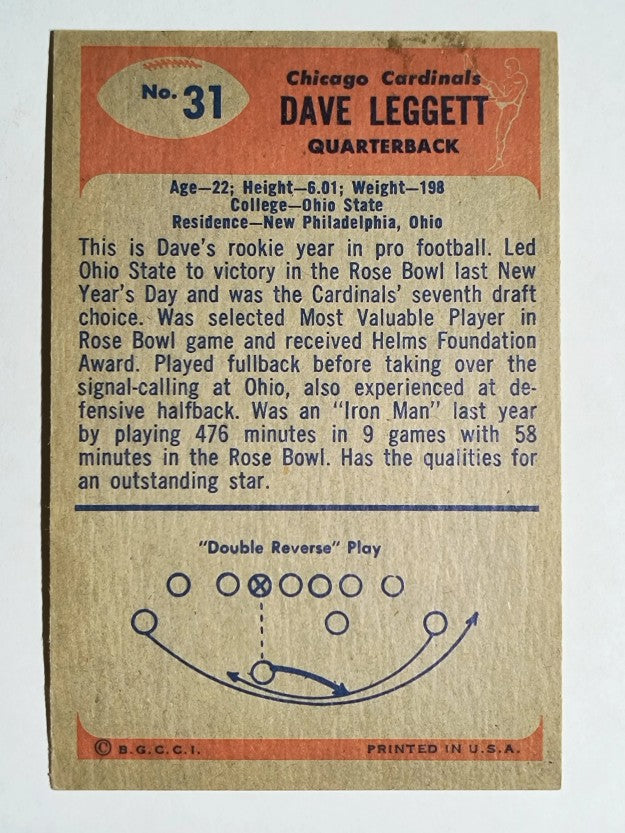 1955 Bowman #31 Dave Leggett RC (EX)