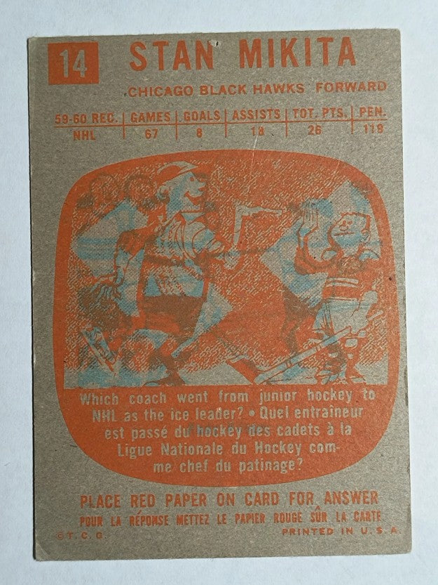 1960-61 Topps #14 Stan Mikita RC (VG)