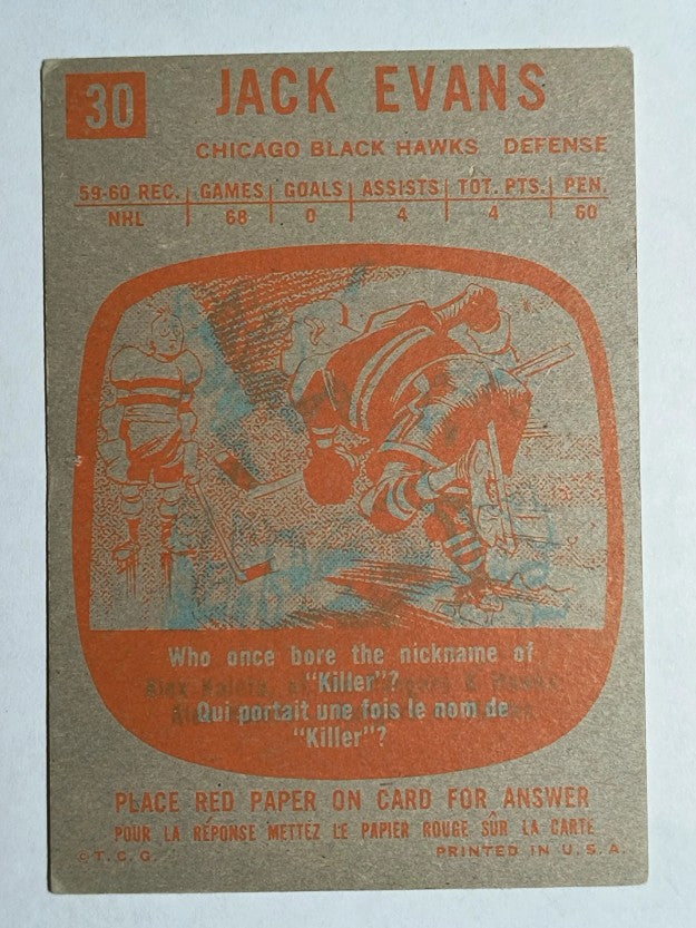 1960-61 Topps #30 Jack Evans (VG)