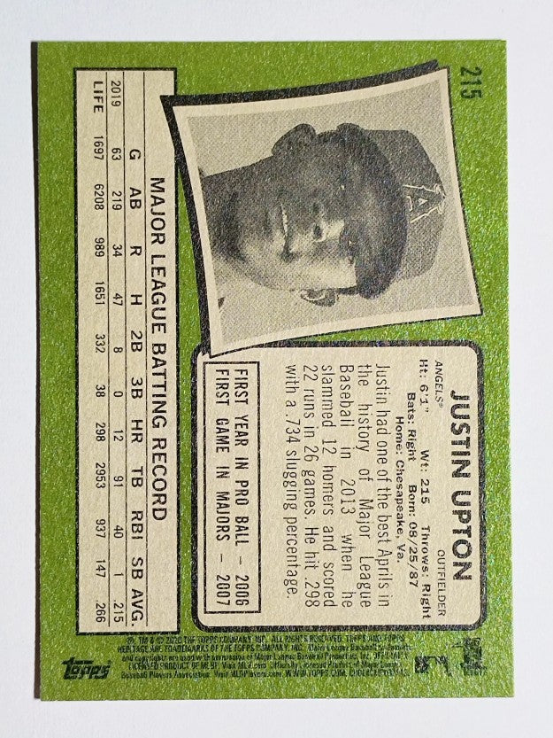 2020 Topps Heritage #215 Justin Upton